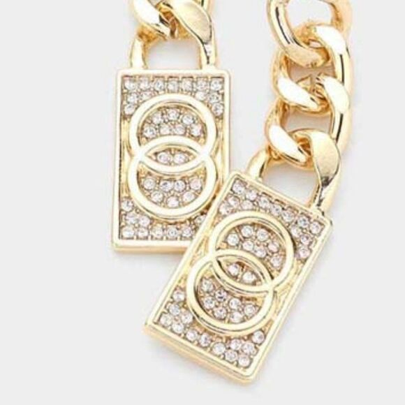 Double Open Circle Chain Dangle Earrings by WILDFLOWER - Picture 2 of 5